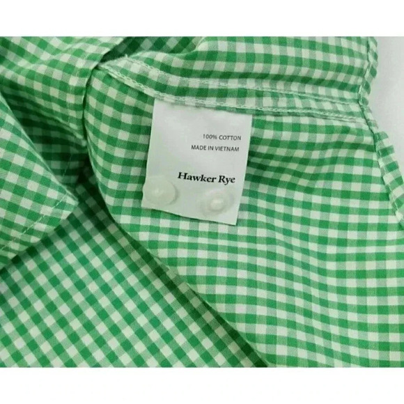 Hawker Rye Medium Slim Men's Stich Fix Button Down Green White Check Long Sleeve - Picture 10 of 10